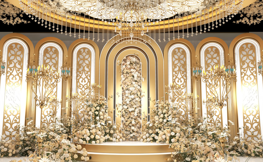 麻栗坡香槟色调婚礼堂效果展示